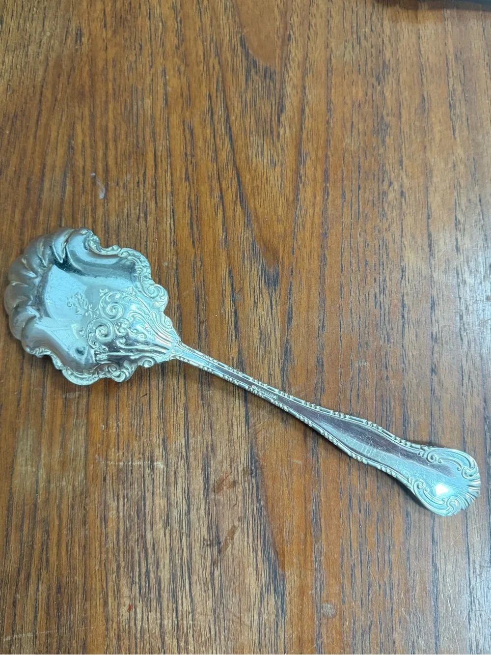 Sterling Silver Ornate Shell Serving Spoon - Elegant Home Dining Accent